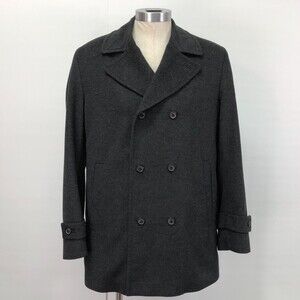 Hugo Boss Carben Men’s 42 R Double Breasted Coat Gray Wool Cashmere Blend